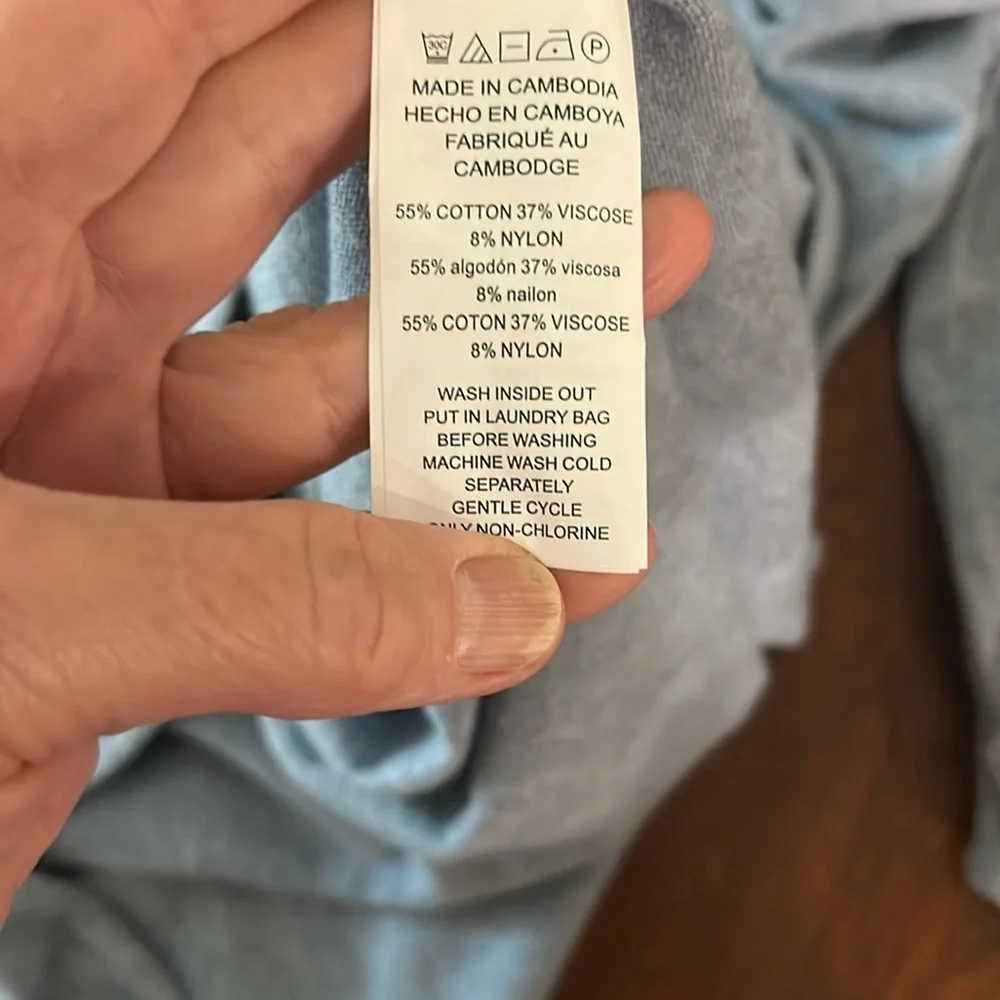 Michael Kors Heather Gray Blue Long Sleeve Sweater Cotton Blend